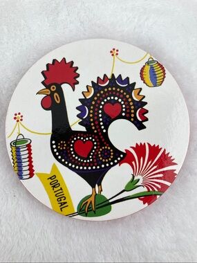 Malabar Folkart Rooster of Barcelos Coasters Portugal Set of 6 Flaw
